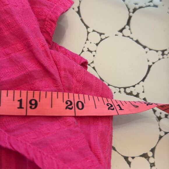 Loft 100 % Cotton Pink Ruffle Sleeves Size Medium - Picture 6 of 9